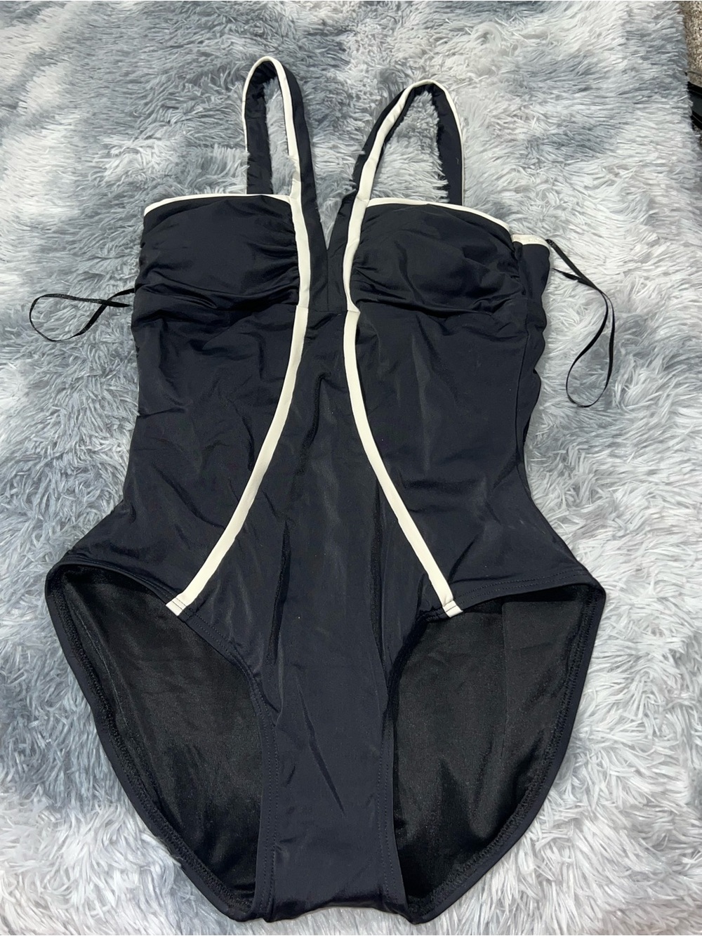 NNW SPANX Black One-Piece Swimsuit with White Trim 8